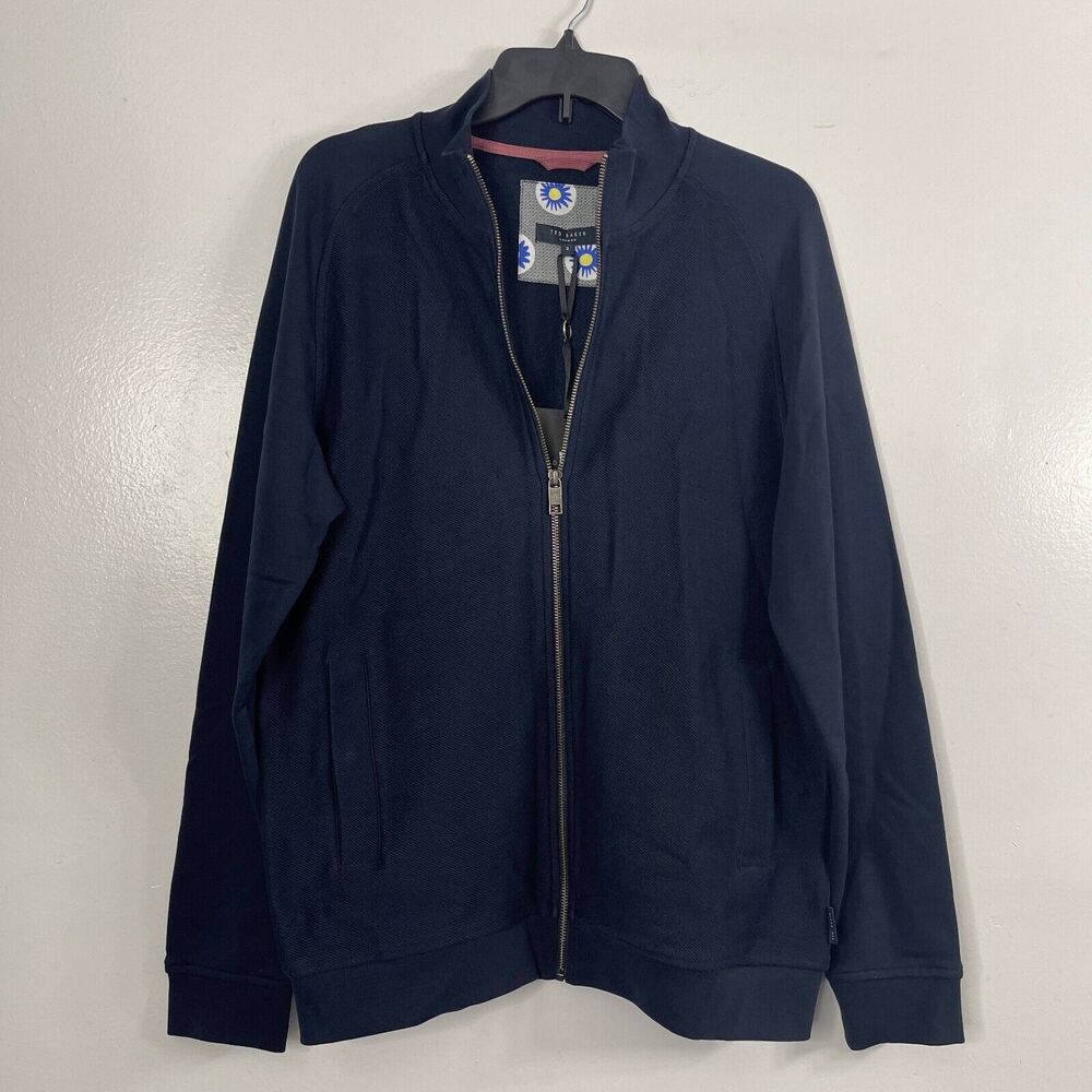 TED BAKER Navy Men's Funnel Neck Full Zip Sweatshirt Jacket Size 3 (US 38/M)